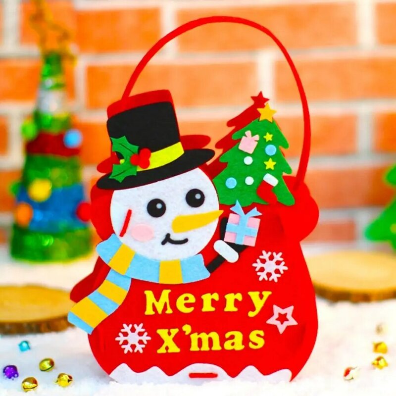 Bolsa de árbol de Navidad de fieltro DIY para niños, Papá Noel, manualidades de jardín de infantes, muñeco de nieve, juguetes educativos, decoración, los mejores regalos