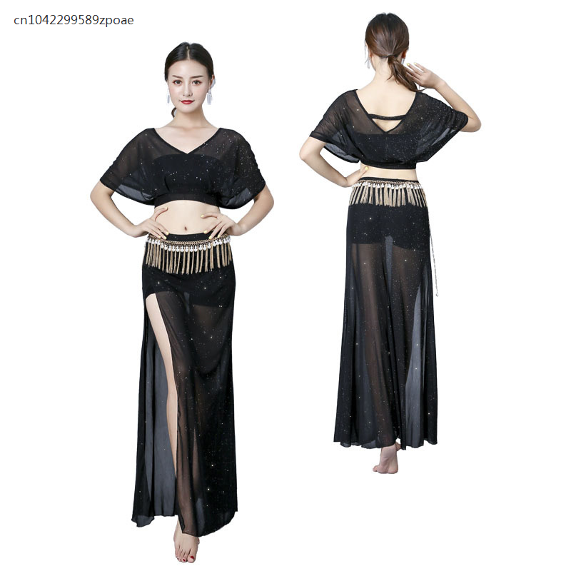 Belly Dance Clothing,Feminine Slit Long Skirt Performance Clothing 2024 Suit Spring And Summer Practice Clothing Suit Women