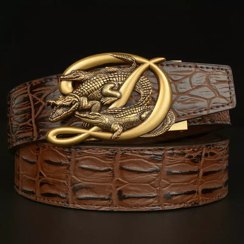 Crocodile Alligator Belt For Men Luxury Strap Automatic Buckle Cowhide Genuine Leather 2020 Designer High Quality Casual Fashion