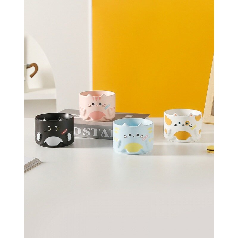 Tazas de cerámica con asa para gato, vasos de animales para café, té, leche, 300ml, bonitos regalos