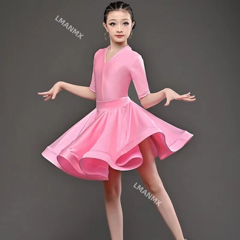 Vestido de dança latina profissional para meninas, vestidos de dança, Rumba Cha Cha Samba Practice Dress para crianças