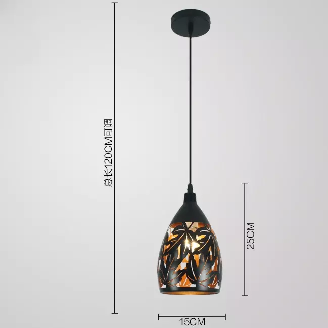 Lámparas de hierro forjado huecas creativas, candelabro individual de calabaza de oro negro, lámpara de comedor Industrial Retro