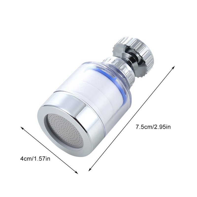 1 buah Filter air keran rotasi 360 ° menghilangkan klorin kepala pancuran disaring logam berat melembutkan pemurni air keras