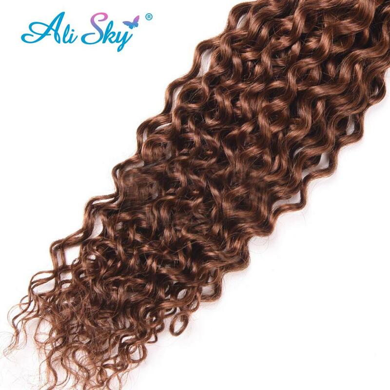 Extensiones de cabello humano rizado brasileño para mujer, mechones de cabello Natural marrón claro n. ° 4, 1/3 piezas, Topper, venta al por mayor