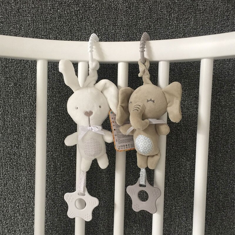 Cartoon Tier Schütteln Glocke Anhänger Plüsch Elefant Kaninchen Niedlich Rassel Windspiel für Neugeborene Baby Greifen Fähigkeit