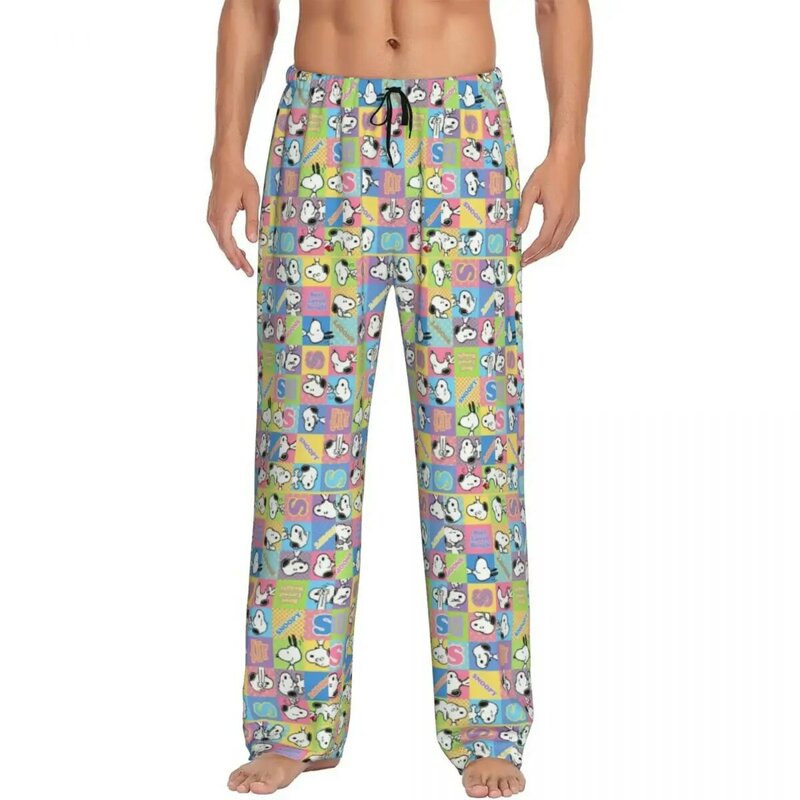 Men Anime Manga Snoopy Woodstock Pajama Pants Custom Print Sleep Sleepwear Bottoms with Pockets