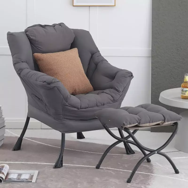 Ленивый стул Tiita с оттоманкой, современный большой акцент, диван для отдыха с оттоманкой, для чтения с подставкой для ног