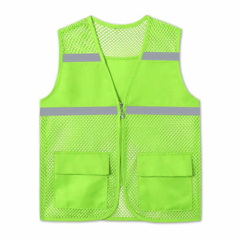 Men Women Clothes Workwear Vests Coat Unisex Outdoor Mesh Vest Jacket Loose Zip Reflective Strip Printed Fishing Vest Tops
