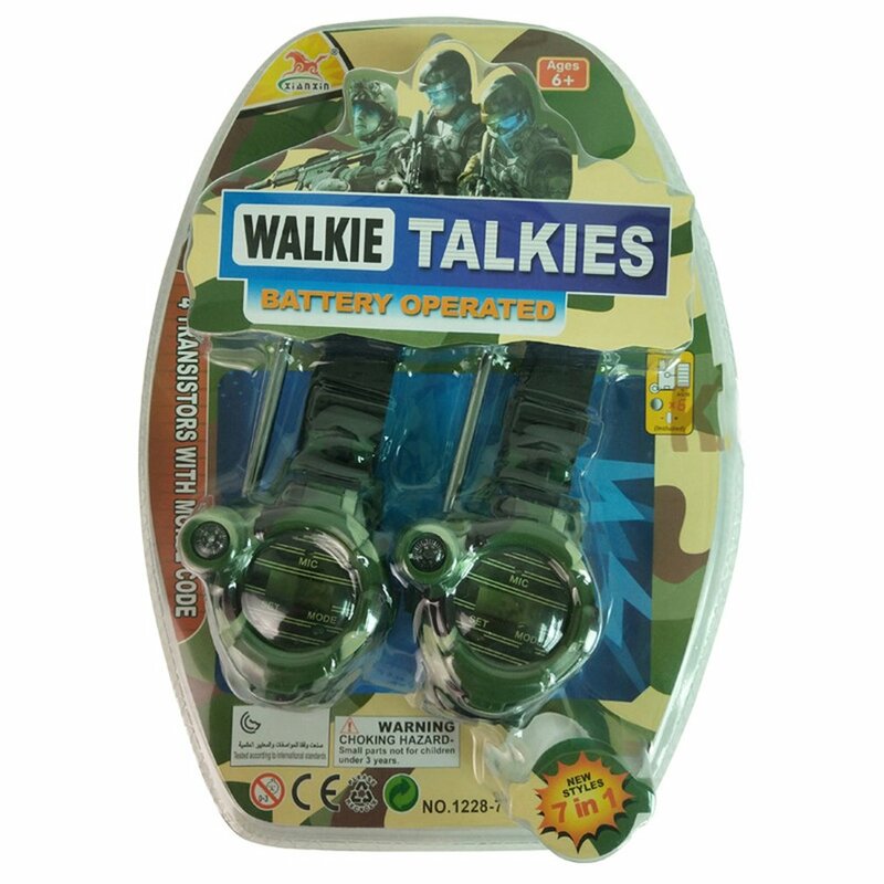 2024 New 2pcs Walkie Talkies Watches Toys For Kids 7 In 1 Camouflage 2 Way Radios Mini Walky Talky Interphone Clock Children Toy
