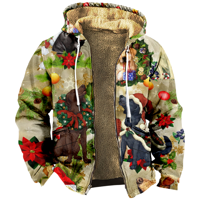 Sudadera con capucha de Navidad para hombre y mujer, suéter de manga larga con cremallera, abrigo de cuello alto, ropa 3D a la moda, 2023