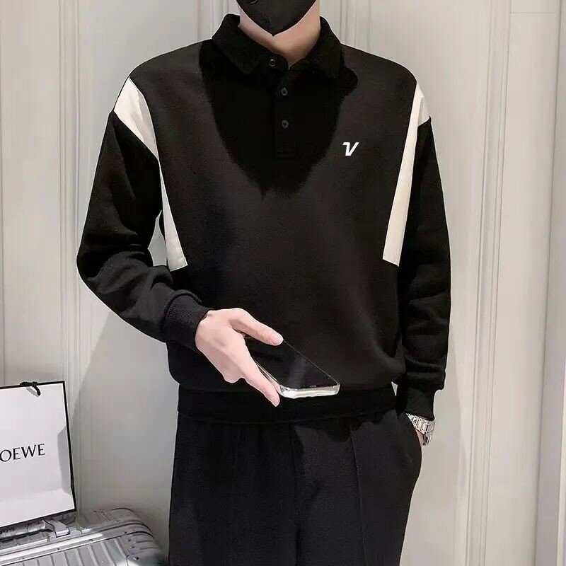 2024 Golf clothing Men's Spring and autumn golf POLO shirt spliced lapel golf T-shirt Comfortable lightweight long-sleeved coat