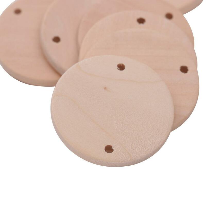 30 Pieces/Pack Natural Unpainted Wood Circle Discs with Double Hole Log Discs Slice 38mm for arts and crafts Hanging Tags