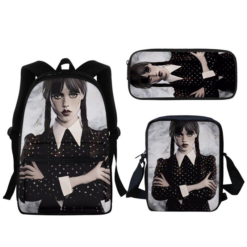 BookBags Gift Gothic Wednesday Anime Printed Girls Zipper Backpack Horror High Quality Children Primary School Schoolbags 2024