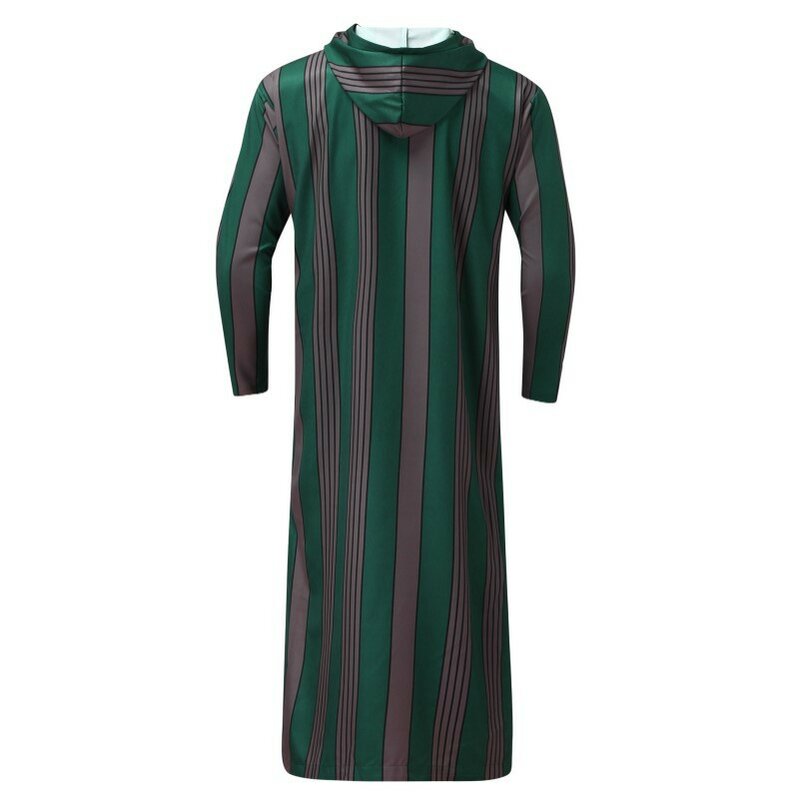 Muçulmano com capuz Jubba Thobe para homens, Robe listrado, Vestido islâmico, Abaya Masculino, Kaftan Saudita, Adulto Kamis, Dubai, Turquia, M-4XL