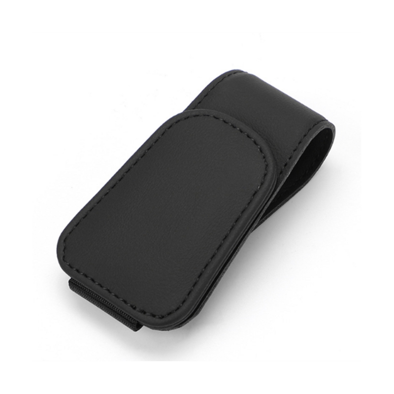 Magnetic Leather Sunglass Holder for Car, Sunglasses Clip for Car Visor, Auto Interior Accessories Universal (Black)