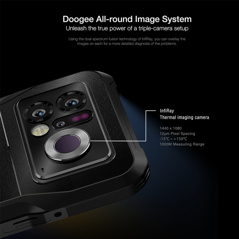 Doogee-V20 Pro Robusto Imagem Térmica Celular, 2K AMOLED Display, Telefone 5G, 12GB + 256GB, 6,43 polegadas, 1440*1080, 7nm, Estreia Mundial