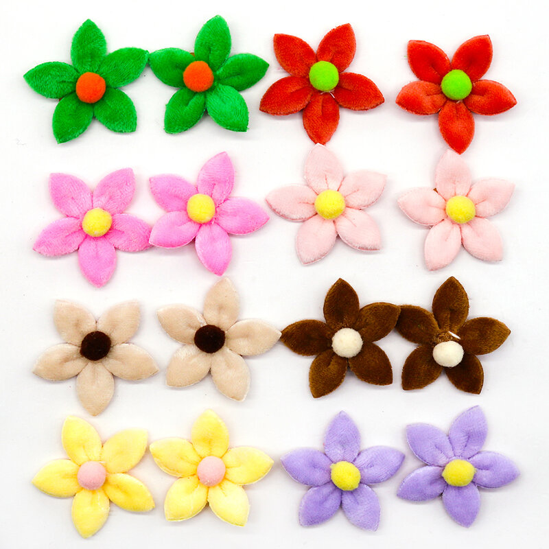 100PCS Pet Dog Hair Bow Dogs Headwear Cotton Flower Shape Grooming Wholesale Rubber Bands Dog Accessories for Small Dog Headwear