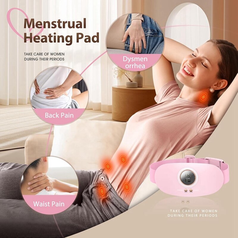 1Set Pad riscaldante portatile senza fili adatto per alleviare il dolore da crampi con 5 livelli di calore e 7 modalità di massaggio