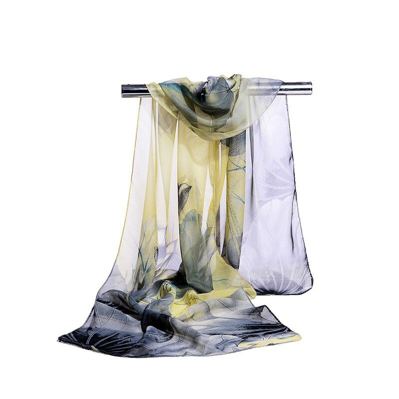 160*50cm Fashion print simulation silk chiffon striped scarf wild fashion shawl sunscreen Flower floral scarf scarves