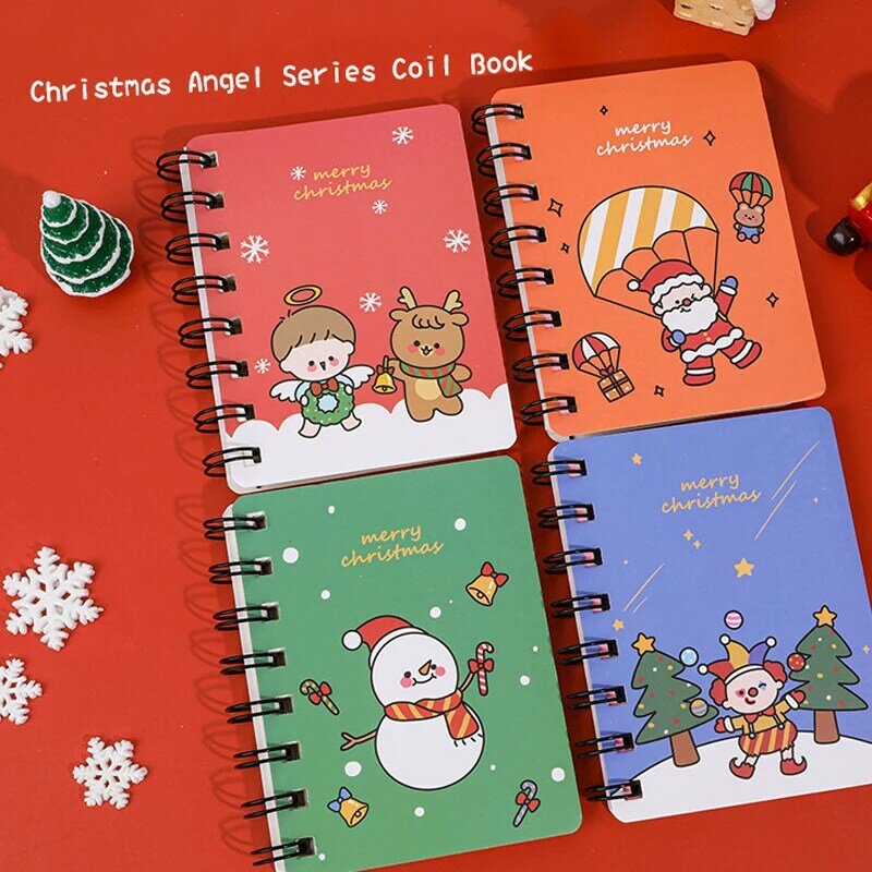 Cute Cartoon Christmas Coil Notebook, Notepad portátil, Kawaii, Papai Noel, Alce, Boneco de neve, Livro escolar, Material de escritório, Papelaria Kids