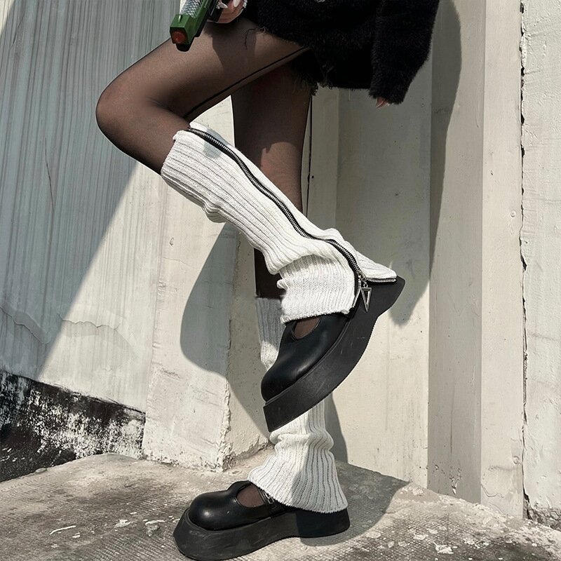 Kawaii gestrickte Beinlinge im japanischen Stil E-Girl Dark Academia Winter lange Socken Strümpfe Harajuku Grunge Knies tiefel Leggings