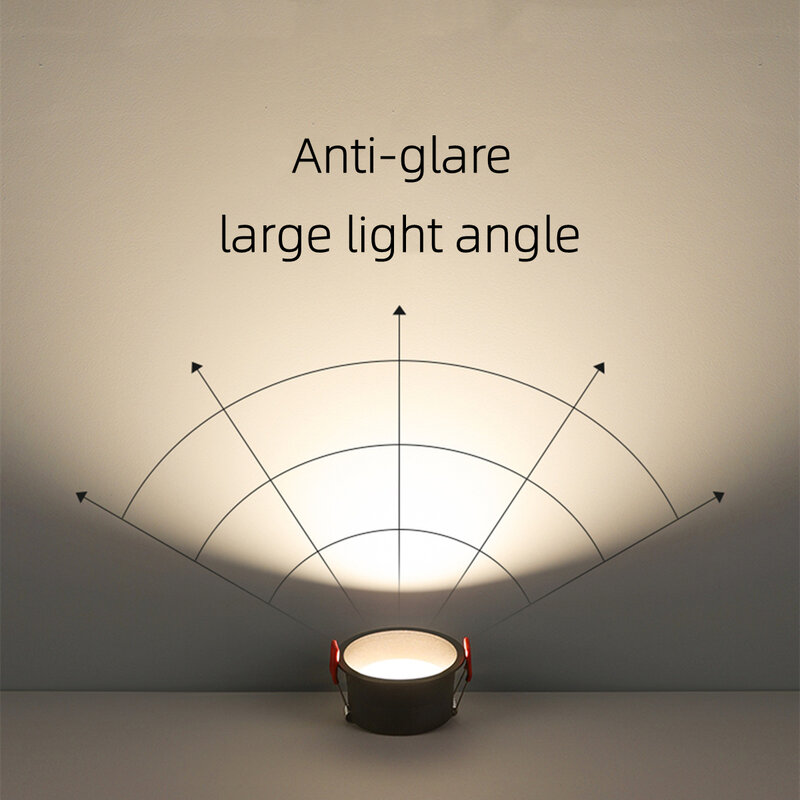 โคมไฟเพดาน LED ดาวน์ไลท์สีดำ/สีขาวหนาอลูมิเนียม Deep Anti-Glare COB โคมไฟเพดานไฟ AC110-260V