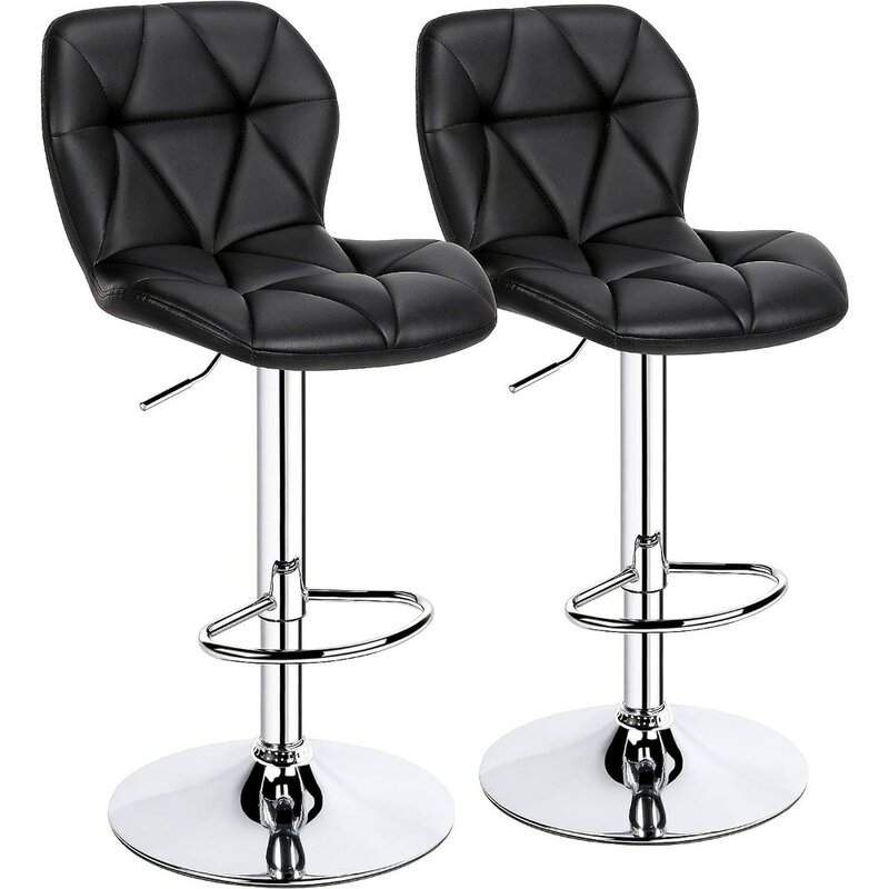 Sgabelli da Bar Set di 2 sgabelli da bancone sedie da Bar con schienale sgabelli da Bar alti girevoli regolabili in altezza moderna in pelle PU, nero