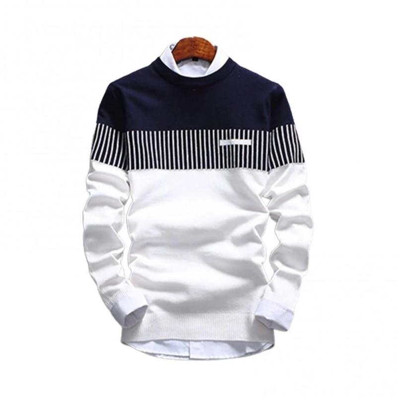 Autumn Sweaters Pullovers Men Fashion Strip Causal Knitted Sweaters Pullovers Mens Slim Fit O Neck Knitwear Mens Brand Clothing