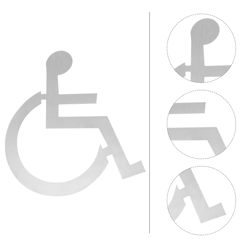휠체어 장애인 표지판, 금속 변기 엠블럼 표지판, 스테인리스 스틸 심플 화장실