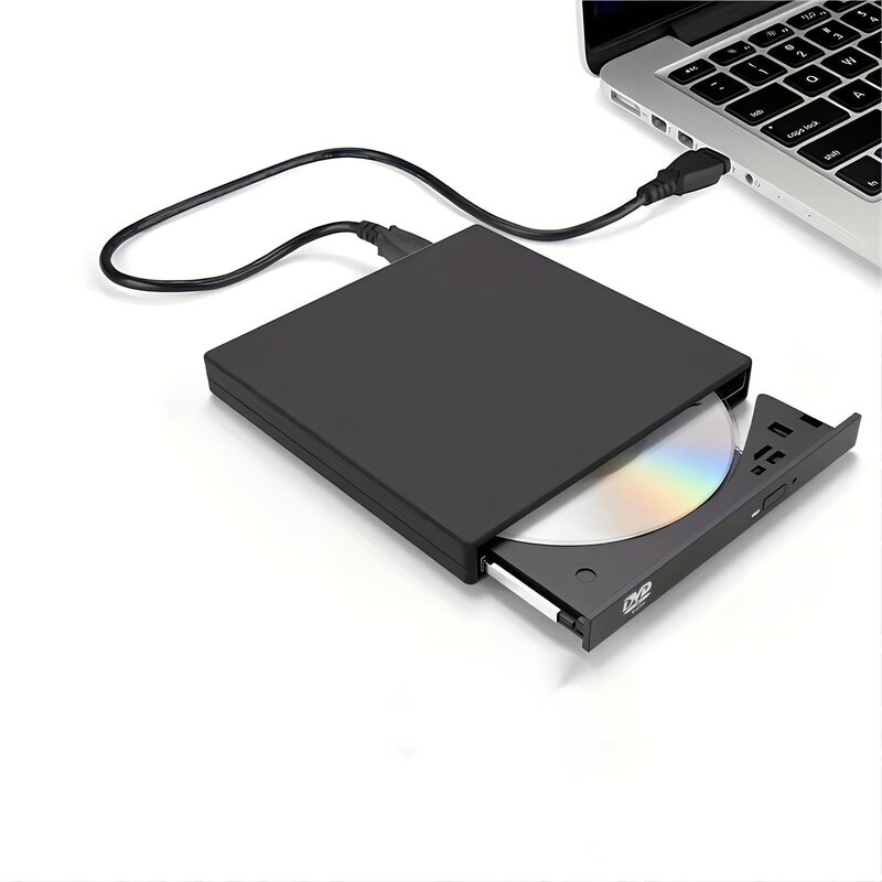 External CD DVD Drive, USB 2.0 Slim Protable External CD-RW Drive DVD-RW Burner Writer Player For Laptop Notebook PC Desktop Com
