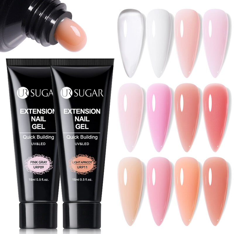 UR SUGAR 15ml Quick Extension Gel Pink White Nude Color Nail Gel Polish Semi Permanent Varnish UV LED Gel Soak Off Manicure