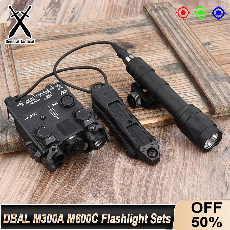 Tactical DBAL-A2 Simplified Version Surefir M300A M600C Flashlight Sets Red Dot Airsoft Indicator Fit 20mm Rail Hunting Laser