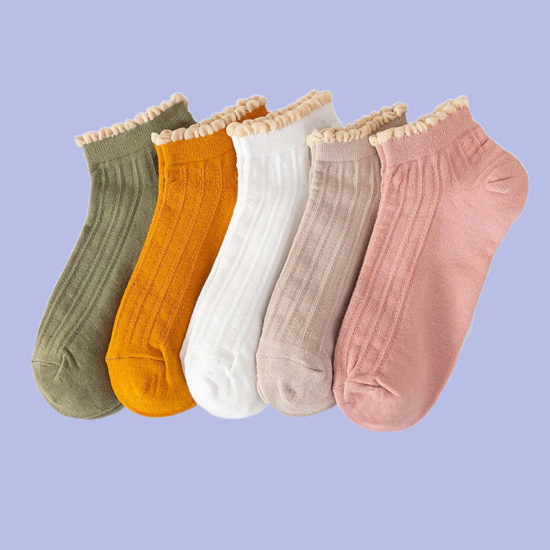 Calcetines de tubo corto transpirables para mujer, medias de estilo coreano, Boca de burbuja japonesa, primavera, verano y otoño, 5/10 pares