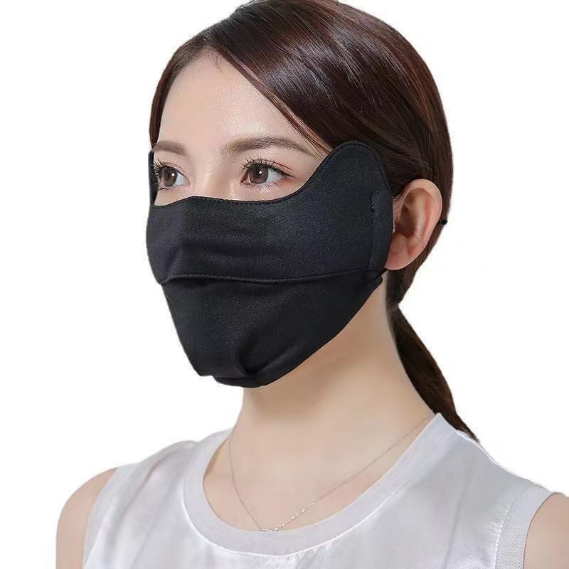 Mascarilla facial suave y transpirable para mujer, máscara con diseño 3D, a prueba de viento, Color sólido, apertura de nariz, UPF 50 +