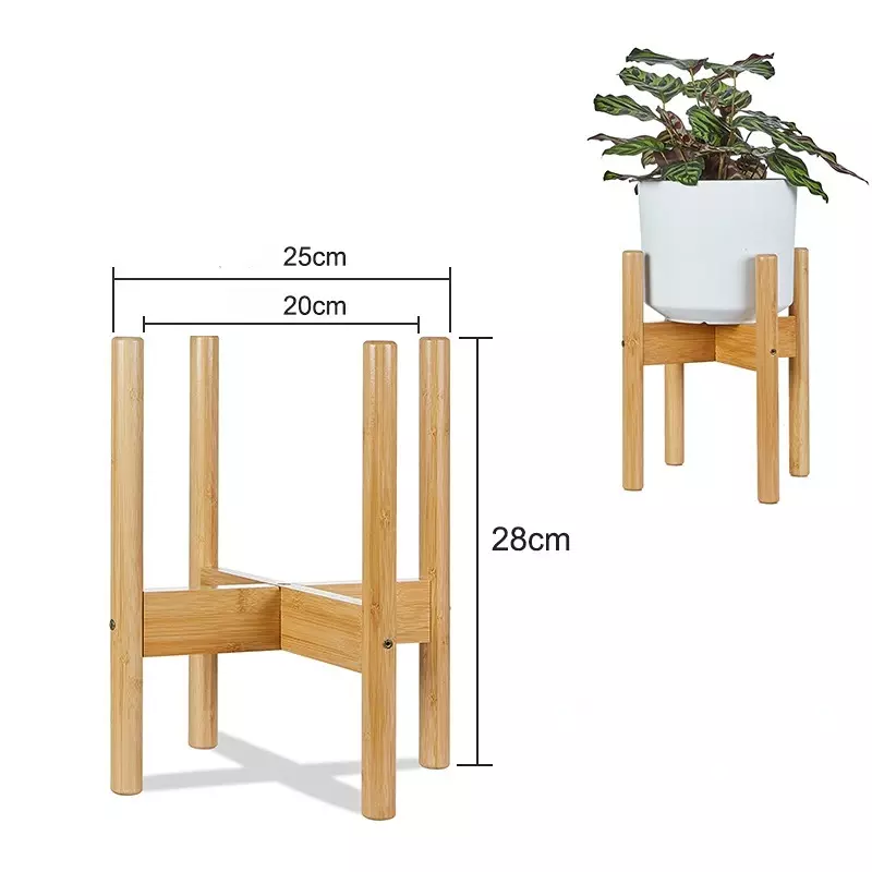 Wooden Cross Four-legged Flower Stand Strong Durable Free Bonsai Stand Home Tray Pot Bamboo Display Shelf Holder Plant Decor