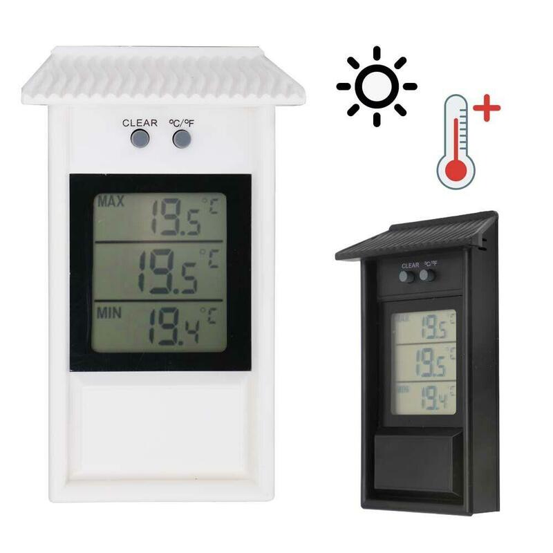 Therye.com-Compteur de température étanche pour jardin, Max Min, fenêtre extérieure, réfrigérateur, serre, trou de crochet-20 ~ 50C, interrupteur C/F