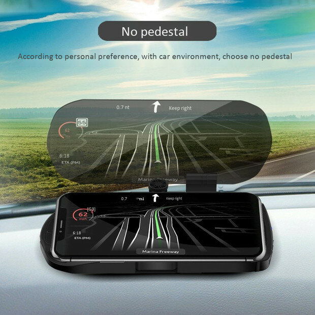 Qi Car Hud Head Up Display Navigation Holder With Wireless Charger Pad For Mobile