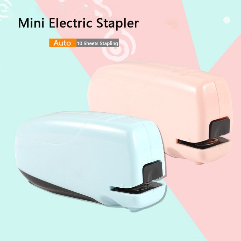 Портативный мини-Электрический степлер, подходит для ежедневного использования, школы, офиса, семьи, студентов, синий