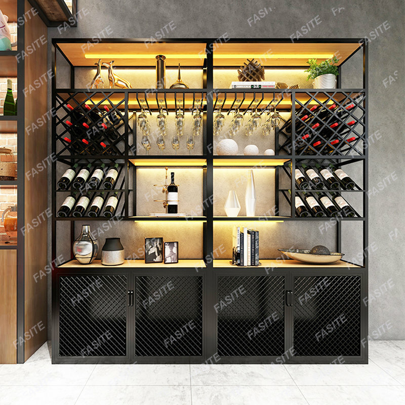 Nowoczesny, minimalistyczny stojak na wino z szafka do wina żelaznym stojakiem szafka do wina szafa sterownicza na wino, spersonalizowany świecąca naklejka na ścianę stojak na wino