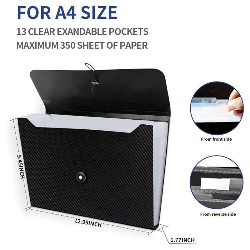 Expanding File Folder, 13 Pockets Accordion File Organizer, A4 Letter Size Paper Document Receipt Organizer Easy To Use