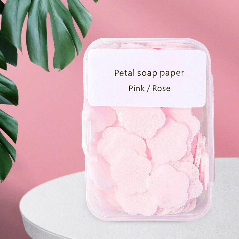 50Pcs Flower Shape Soap Paper Travel Soap Dishes Washing Hand Bath Clean Scented Slice Sheets Foaming Paper Soap Soap Dishes