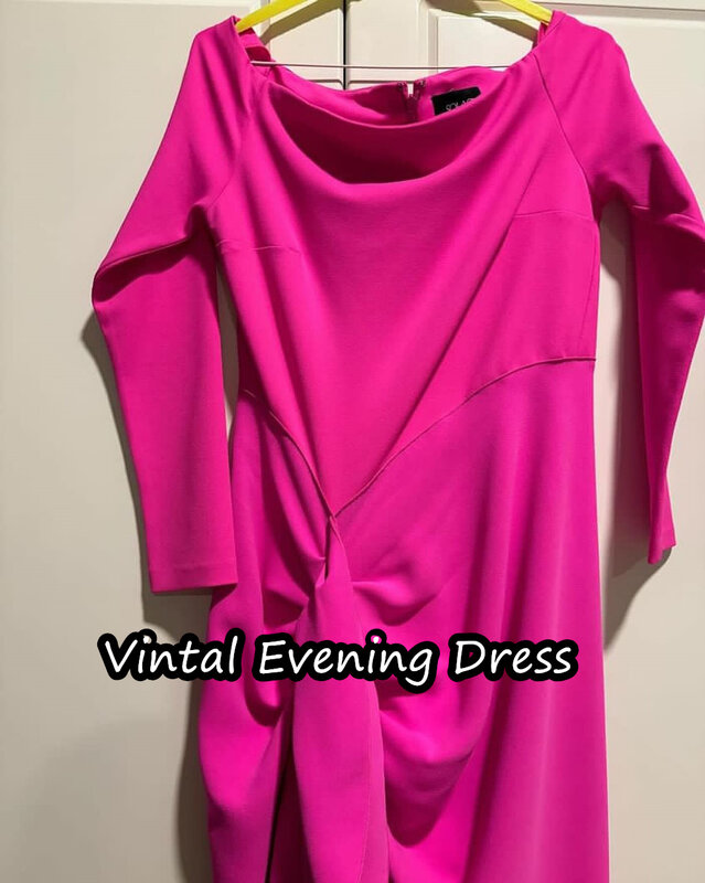 Vindal Mermaid Ankle-Length Evening Dress Elegant Crepe Ruffle Long Sleeves Off-the-shoulder Neckline Prom Skirt  For Woman 2024