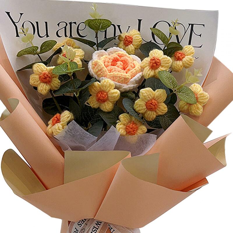 Букет цветов вязаных крючком от дочери, День матери для бабушки, женщин и мамы