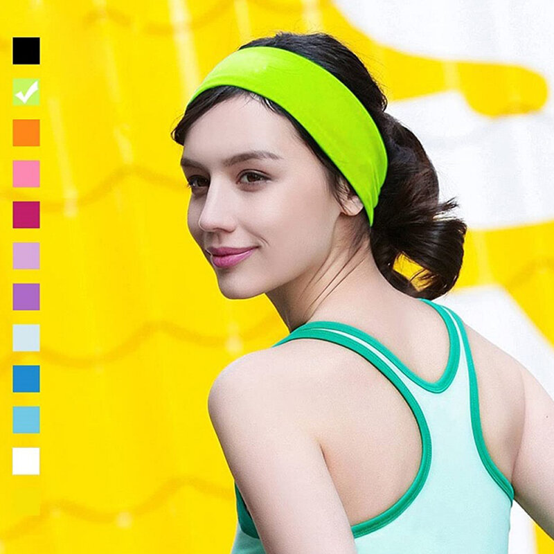 Diadema elástica de Color liso para deportes, bandana absorbente para el sudor, bandas elásticas para el pelo de Yoga, novedad