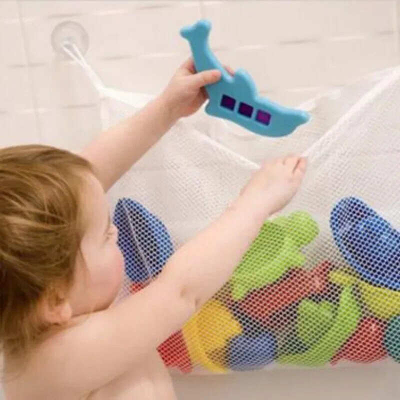 Borsa da bagno in rete per bagno per bambini cestino per cartoni animati per bambini rete per giochi per bambini rete impermeabile in tessuto sabbia giocattoli organizzatore di immagazzinaggio della spiaggia