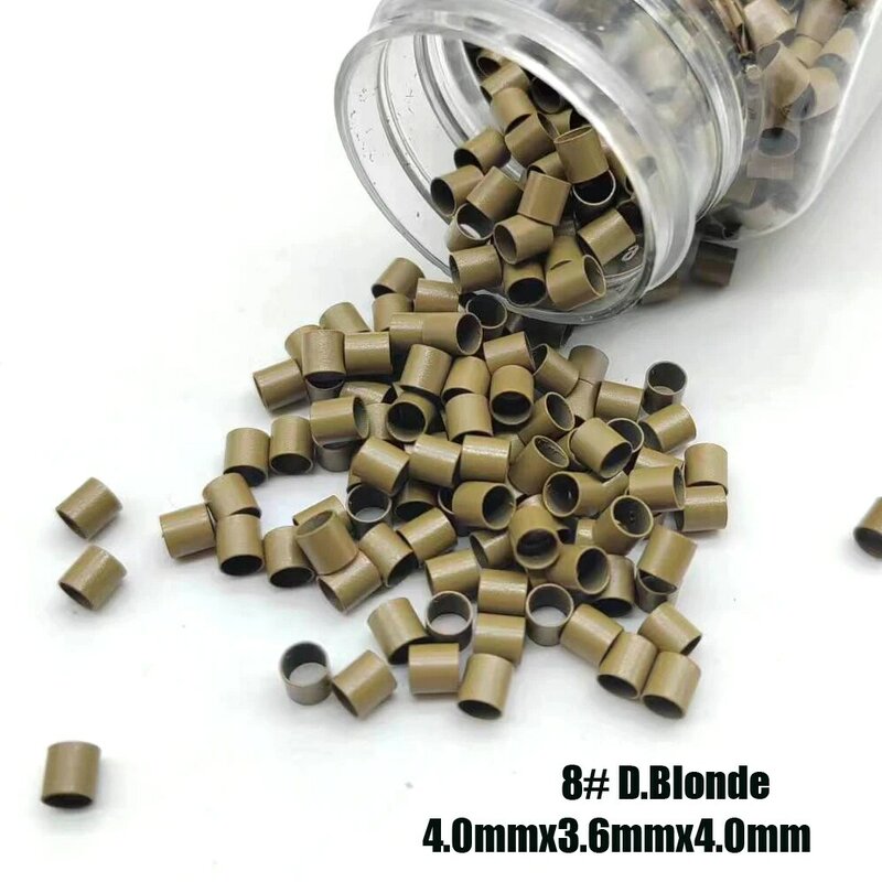 Cobre Micro Beads para extensões de cabelo, fechaduras anel, micro tubos, ligações retas, 4.0x3.6x4.0mm, 1000pcs