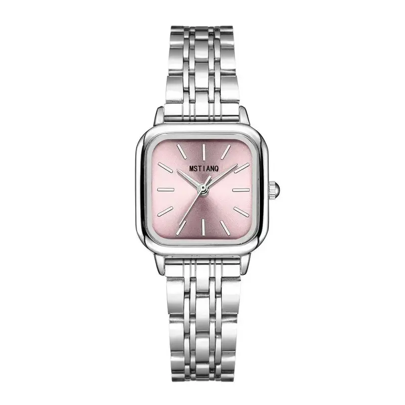 Stainless Steel Watch Women's Ins Style Simple Student Quartz Watch Casual Fashion Versatile Luxury Small Square Wristwatch