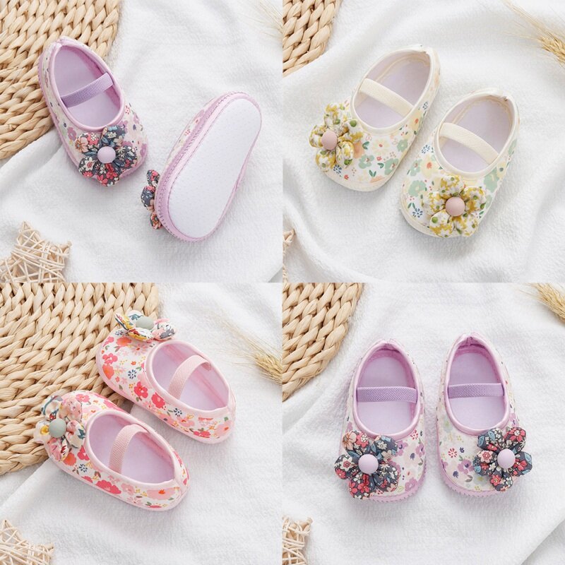 0-18M Baby Girls Cotton Shoes Retro Flower Walking Shoes Spring Autumn Prewalkers Toddlers Newborn Baby Soft Sole First Walkers