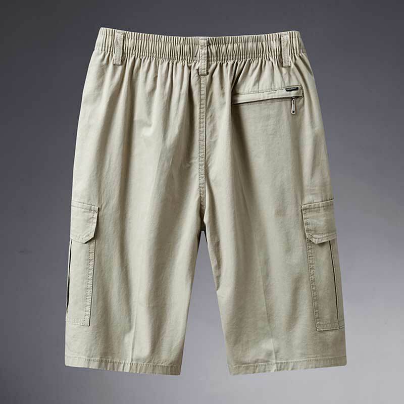 Short Men Summer Solid Thin Loose Short Men Casual Pure Cotton Multi Pock Cargo Pants Men Outdoor Sports Beach Pants Male