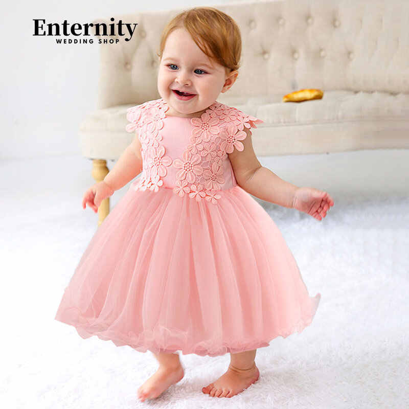 Princesse Enfant O-neck baju anak perempuan bunga gaun A-line renda applique sabuk lengan pendek busur panjang gaun pesta Vestidos Para Anak